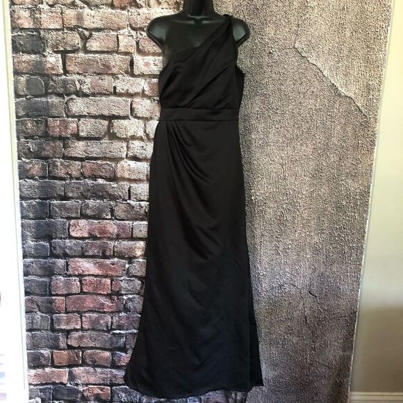 Jim Helm Occassion Formal Black Gown One Shoulder size 12 Vintage Fits like 4 - Picture 11 of 12